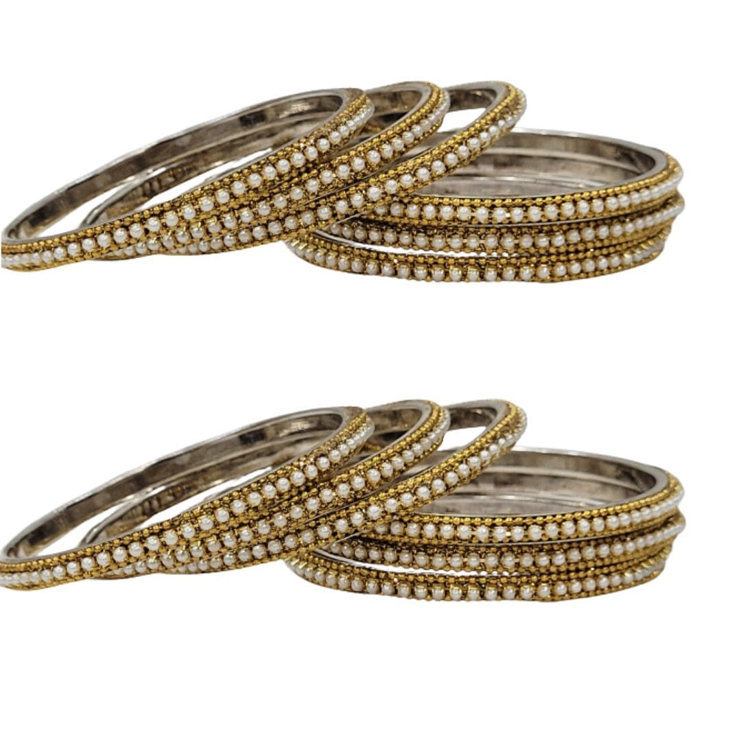 Moti Bead Brass Metal Bangles Set For Women