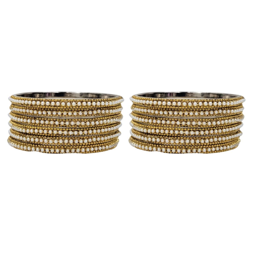 Moti Bead Brass Metal Bangles Set For Women