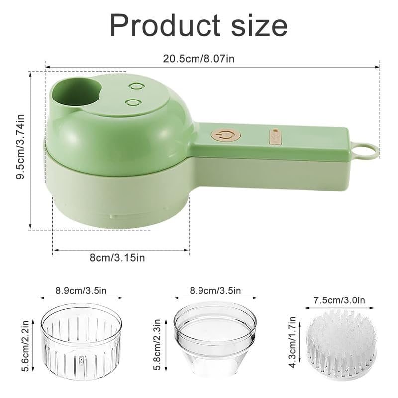 4 in1 Electric Handheld Cooking Vegetable Cutter Set, Electric Food Chopper, Multifunction Vegetable Fruit Slicer, Food Processor Vegetable Chopper for Garlic, Chili, Onion, Ginger
