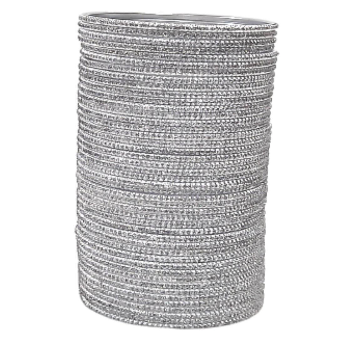 Silver Glitter Part Wear Bangles Set for women
