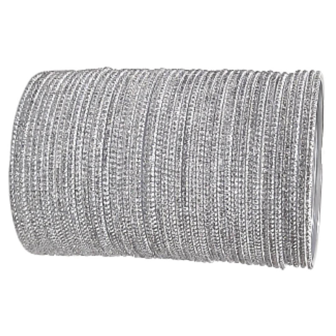Silver Glitter Part Wear Bangles Set for women