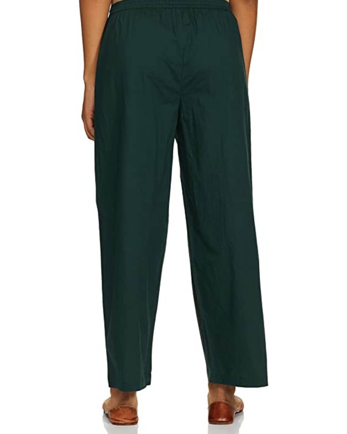 Bottle green Rayon Cotton Regular Fit Palazzo Pants for Women