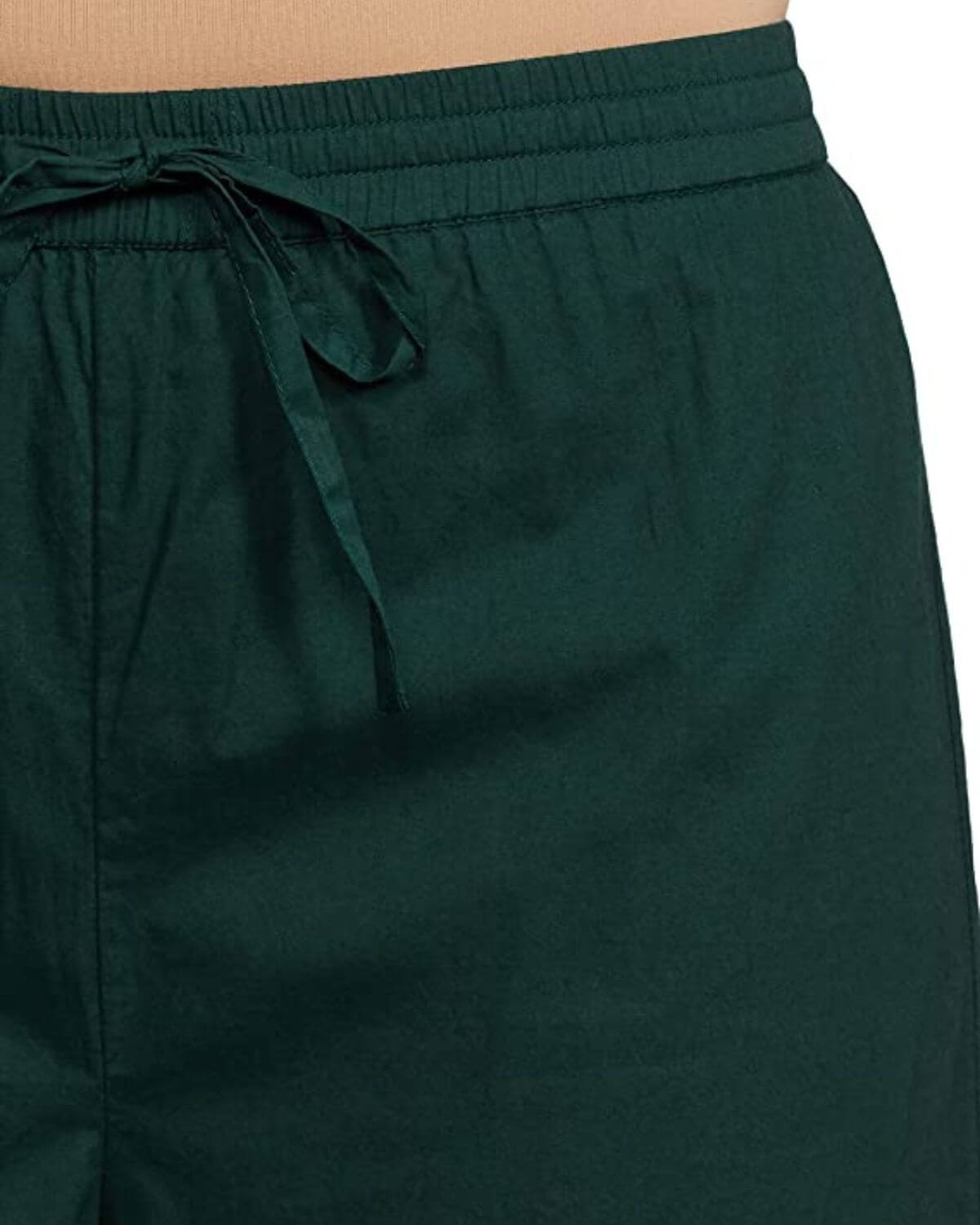 Bottle green Rayon Cotton Regular Fit Palazzo Pants for Women