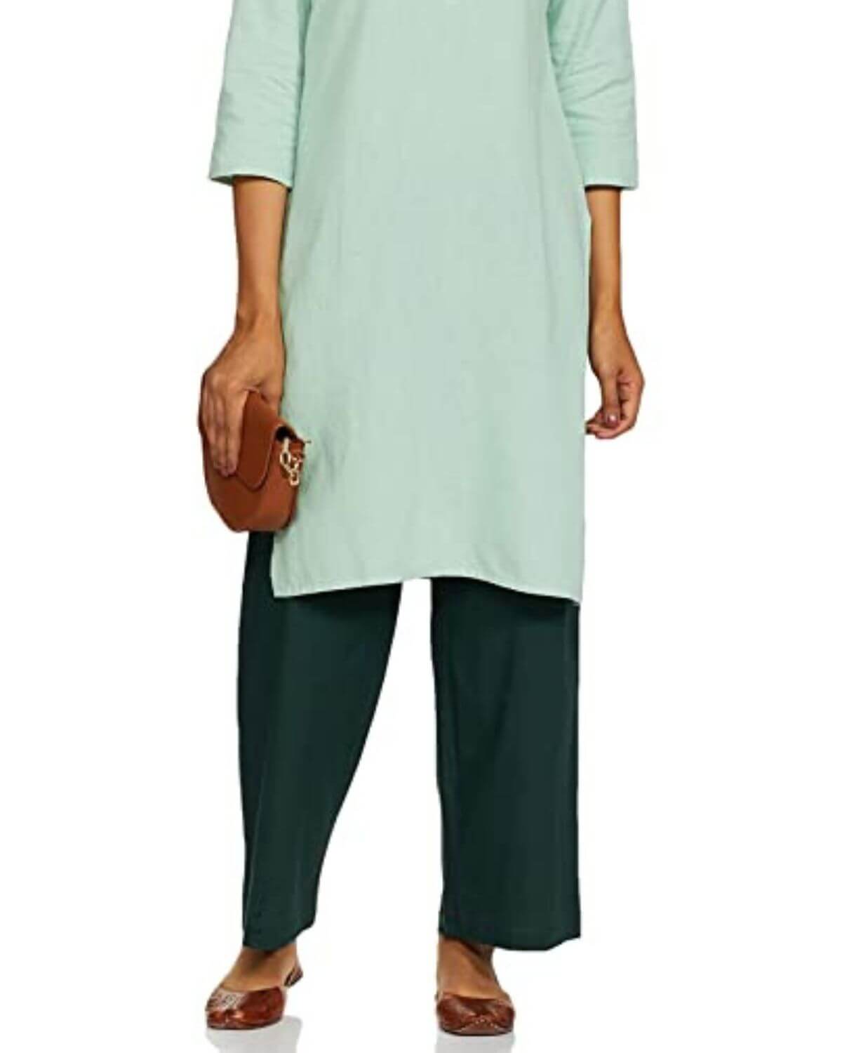 Bottle green Rayon Cotton Regular Fit Palazzo Pants for Women