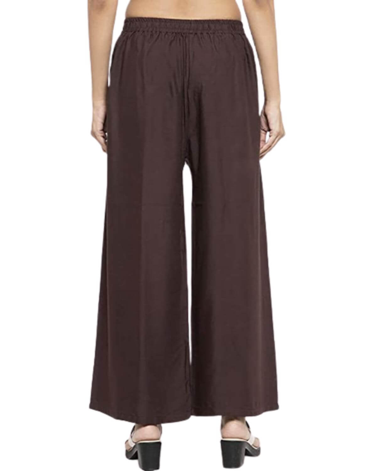 Brown Rayon Cotton Regular Fit Palazzo Pants for Women