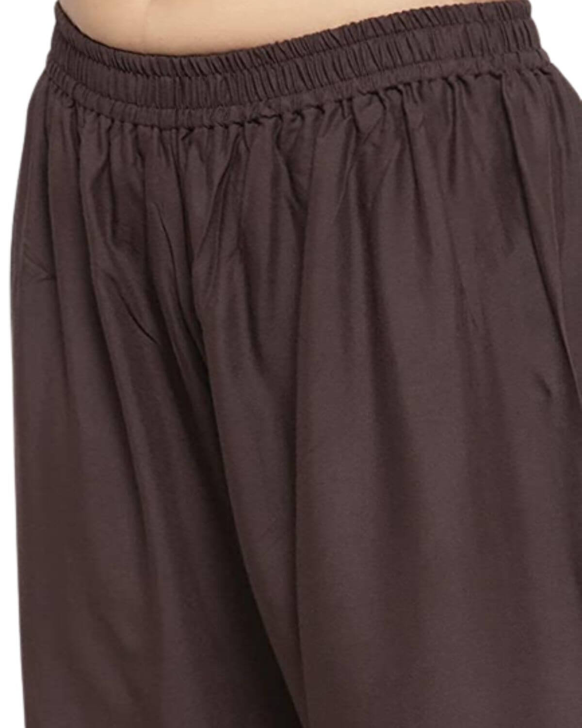 Brown Rayon Cotton Regular Fit Palazzo Pants for Women