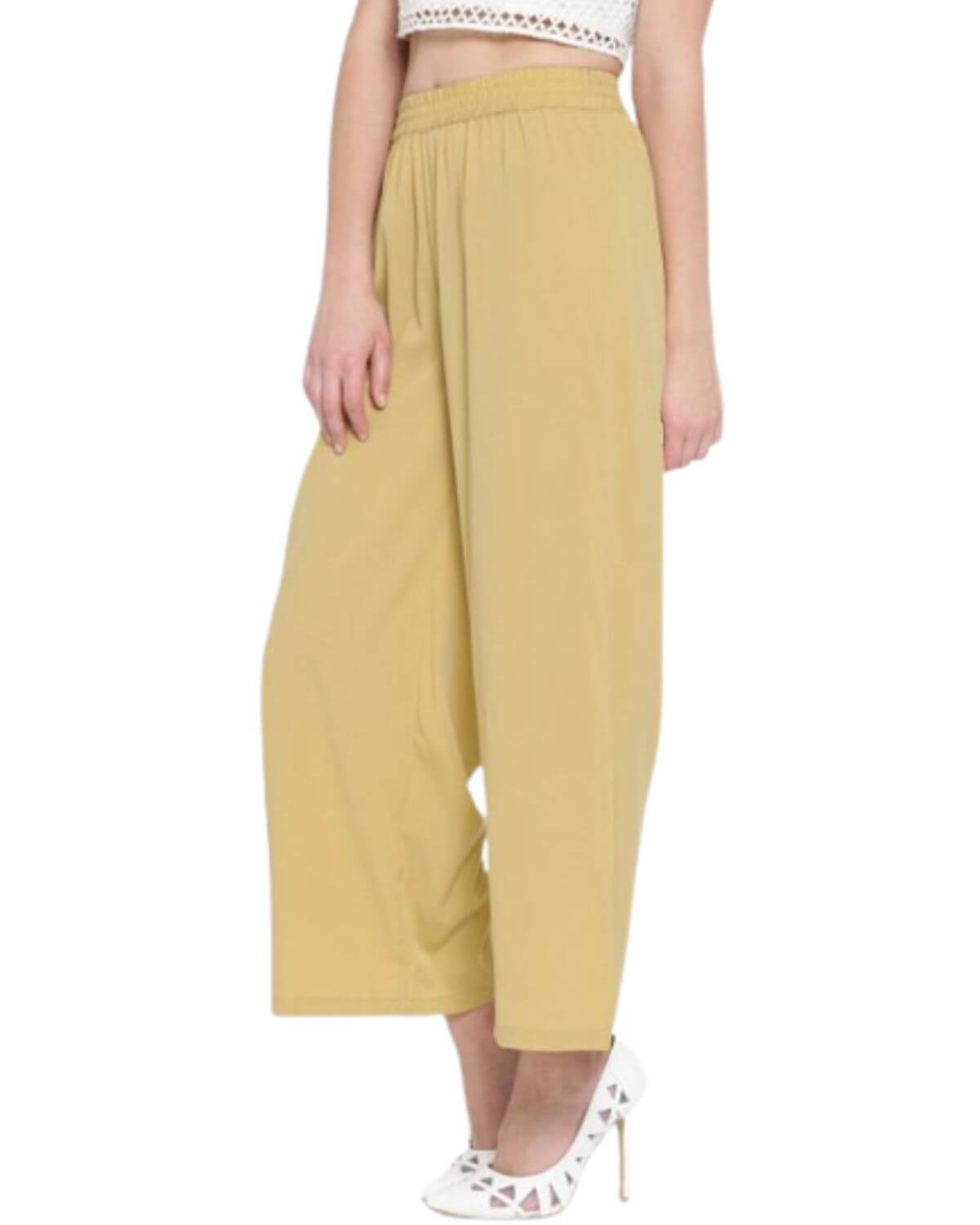 Golden Rayon Cotton Regular Fit Palazzo Pants for Women
