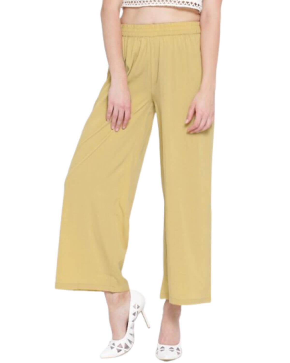 Golden Rayon Cotton Regular Fit Palazzo Pants for Women