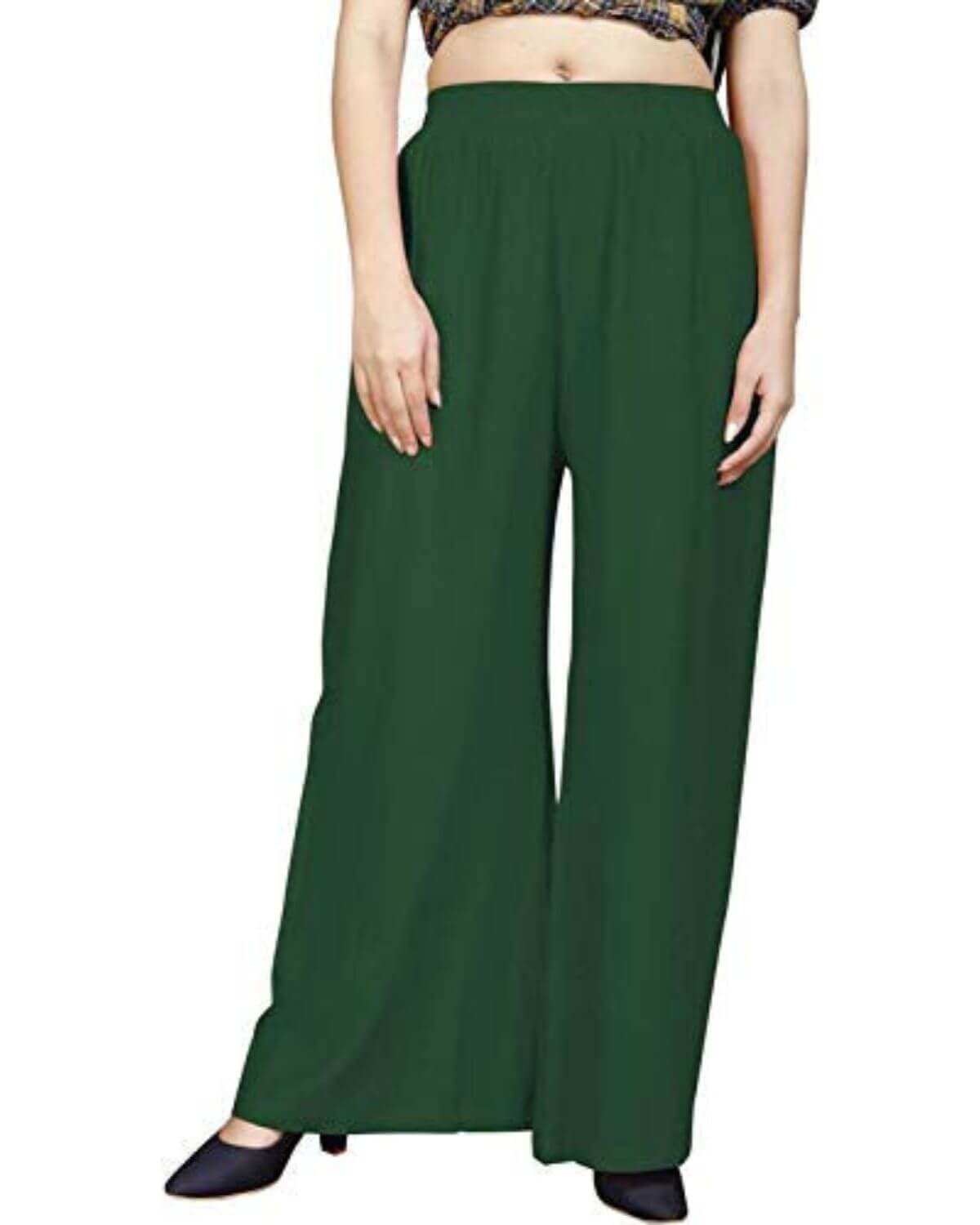 Green Rayon Cotton Regular Fit Palazzo Pants for Women