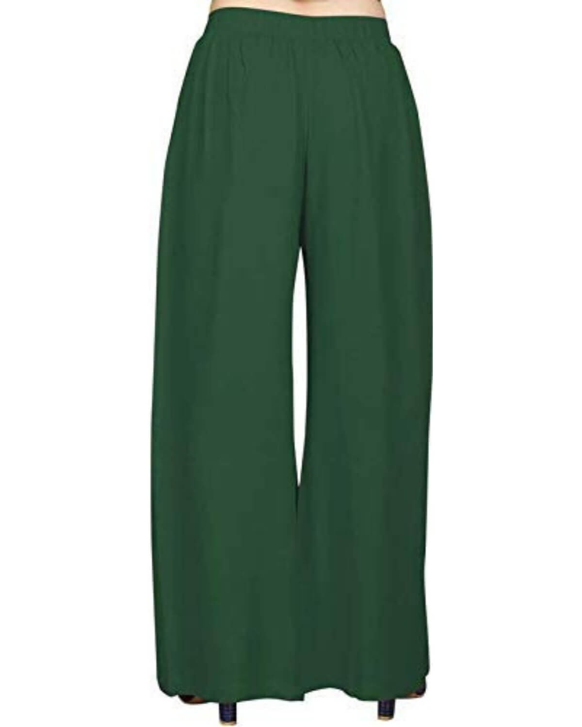 Green Rayon Cotton Regular Fit Palazzo Pants for Women
