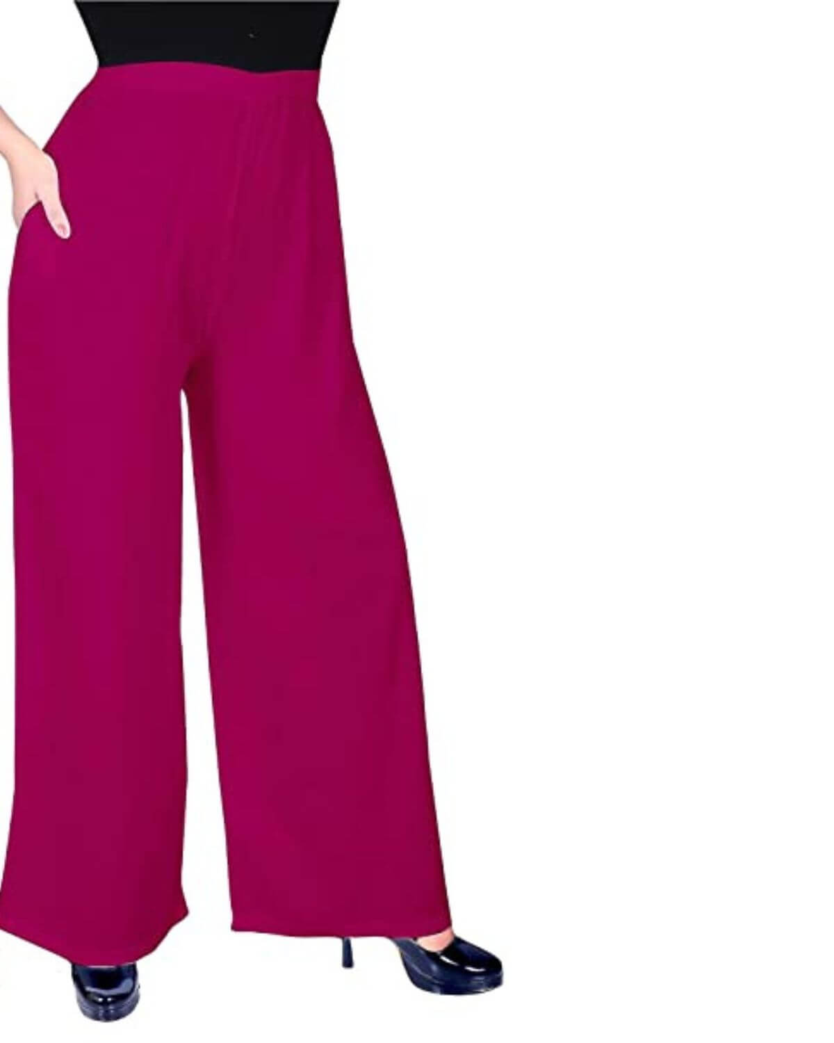 Megenta Rayon Cotton Regular Fit Palazzo Pants for Women
