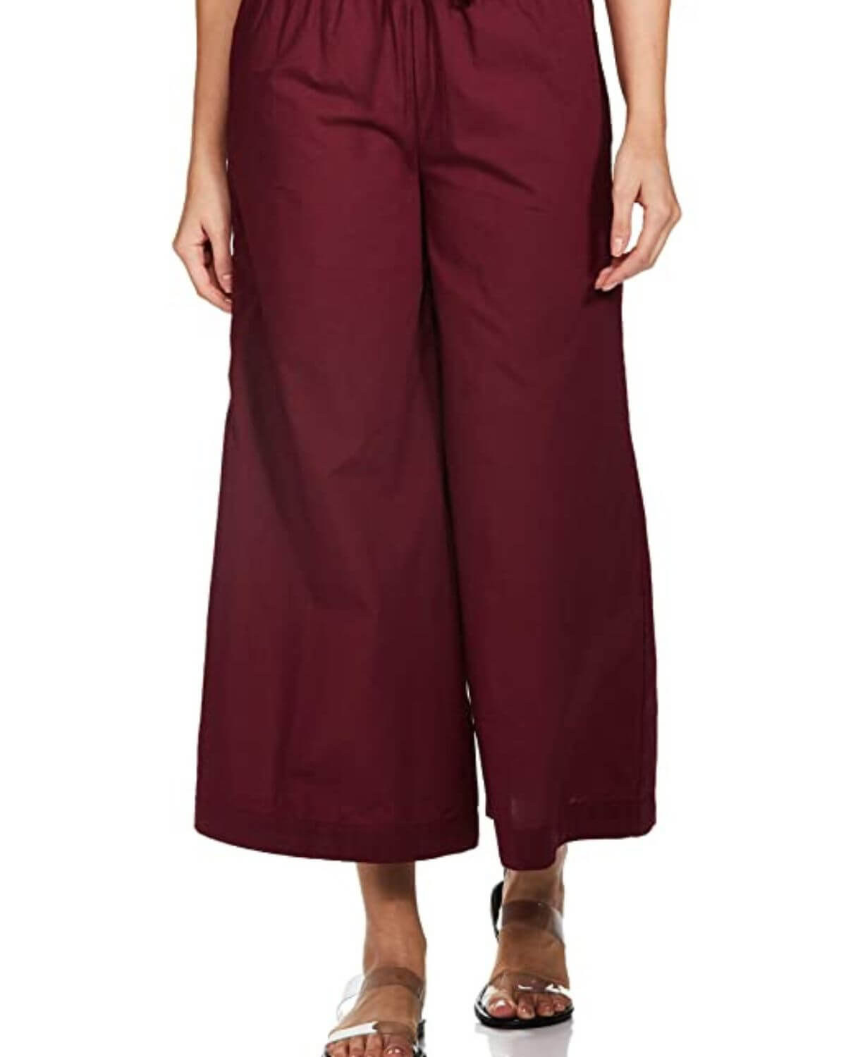 Meroon Rayon Cotton Regular Fit Palazzo Pants for Women