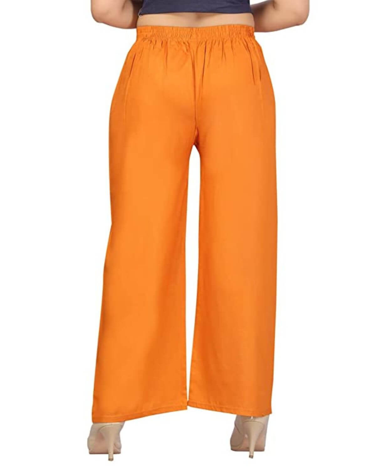 Orange Rayon Cotton Regular Fit Palazzo Pants for Women