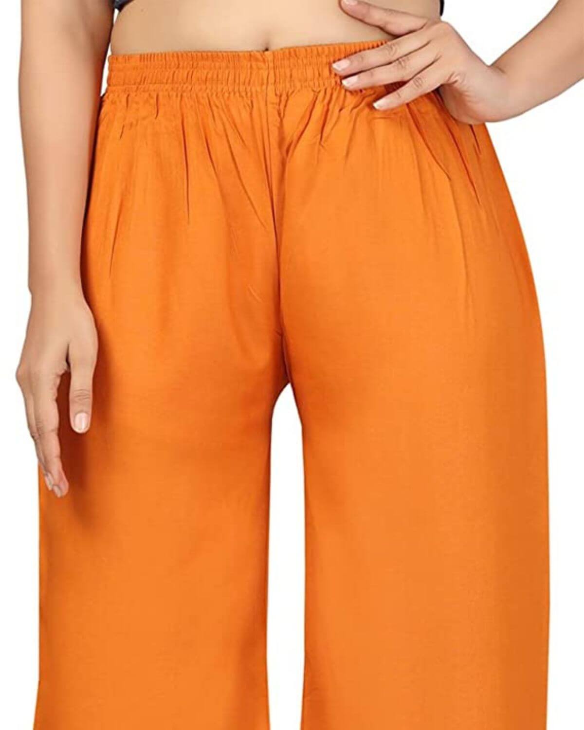 Orange Rayon Cotton Regular Fit Palazzo Pants for Women