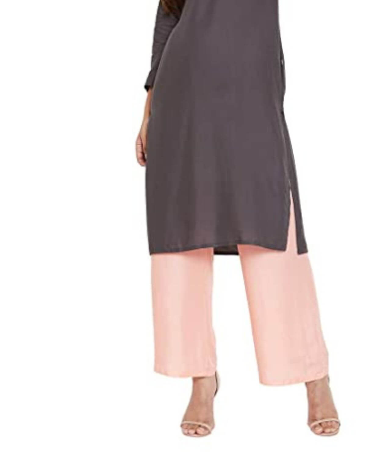 Peach Rayon Cotton Regular Fit Palazzo Pants for Women