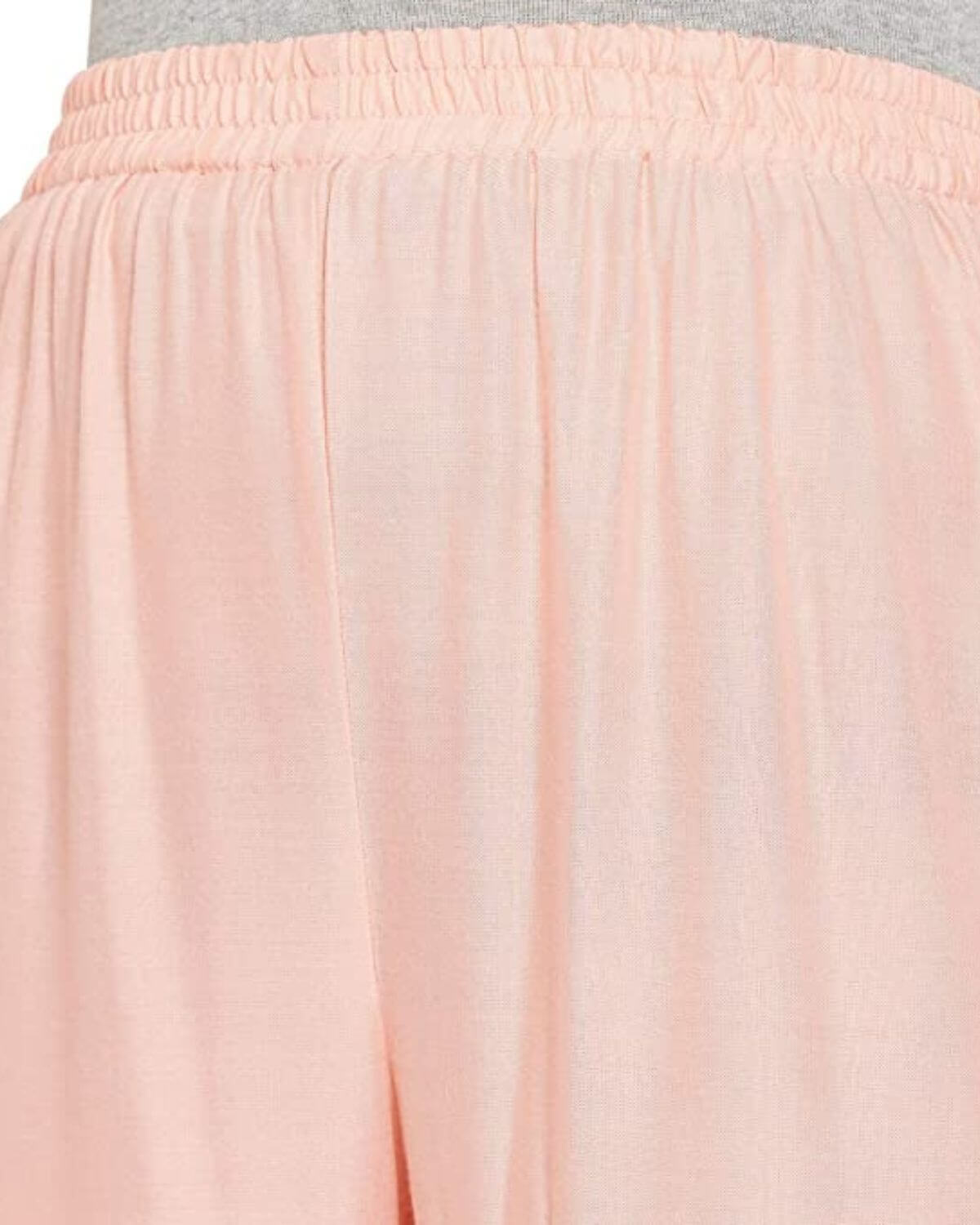 Peach Rayon Cotton Regular Fit Palazzo Pants for Women