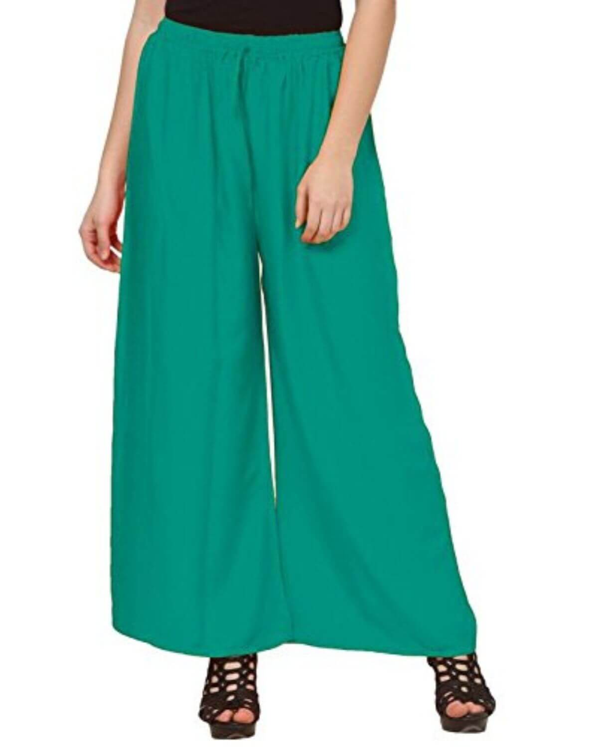 Rama Green Rayon Cotton Regular Fit Palazzo Pants for Women