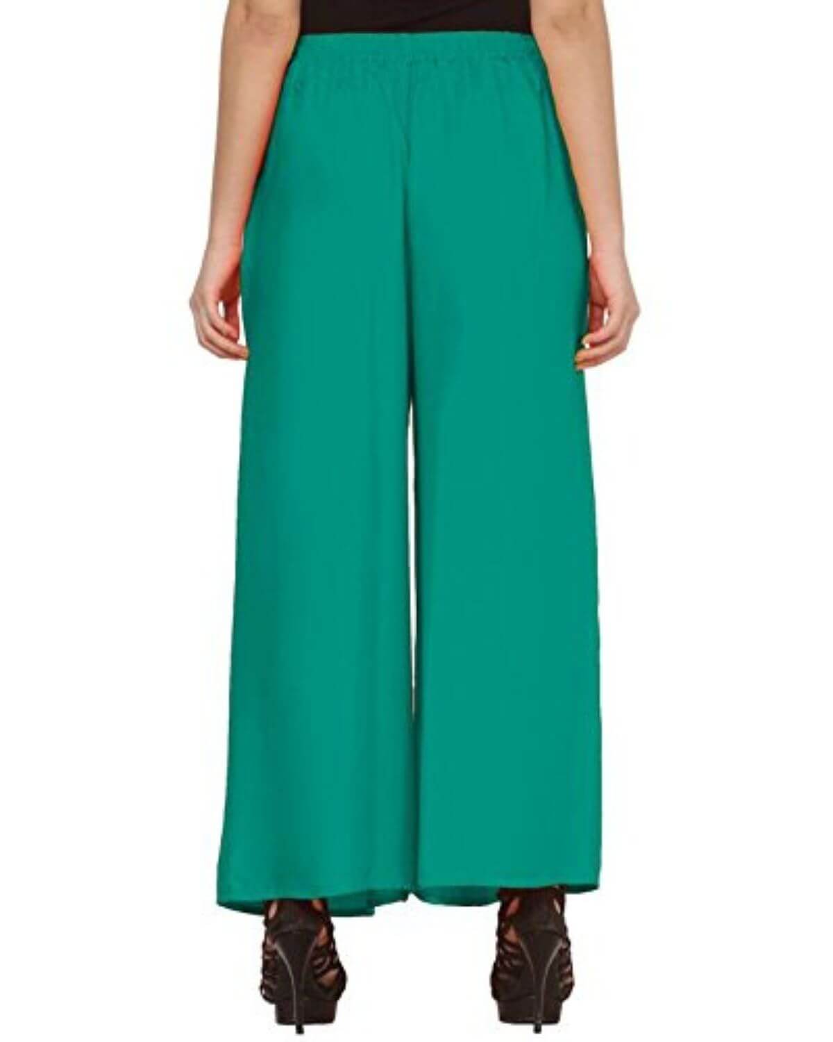 Rama Green Rayon Cotton Regular Fit Palazzo Pants for Women