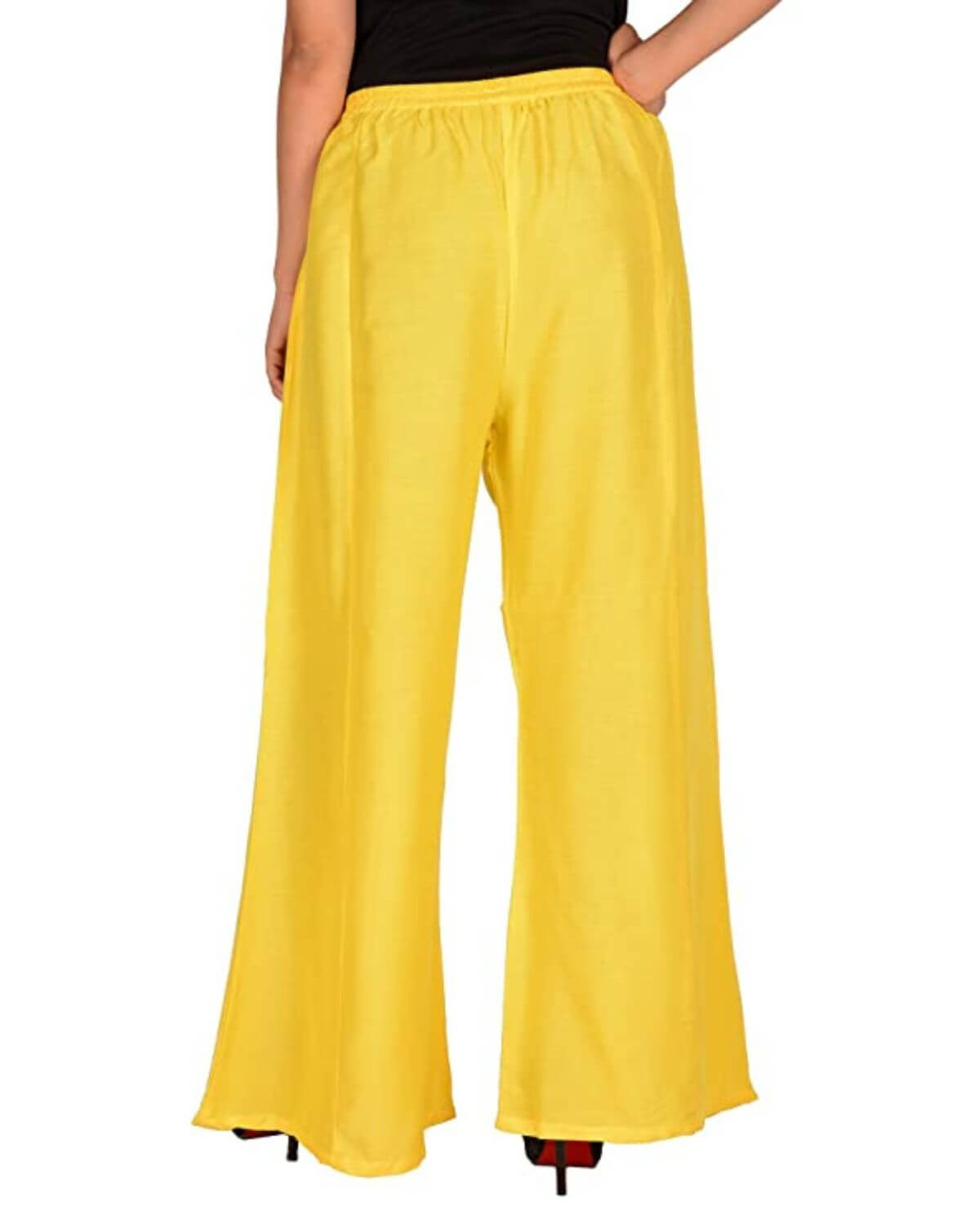 Yellow Rayon Cotton Regular Fit Palazzo Pants for Women