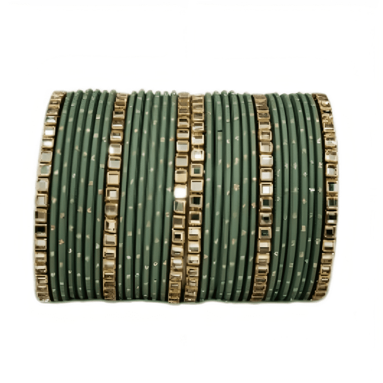 Brass Based Kundan Stone Kada with Golden Dots Texture METAL Bangles sets
