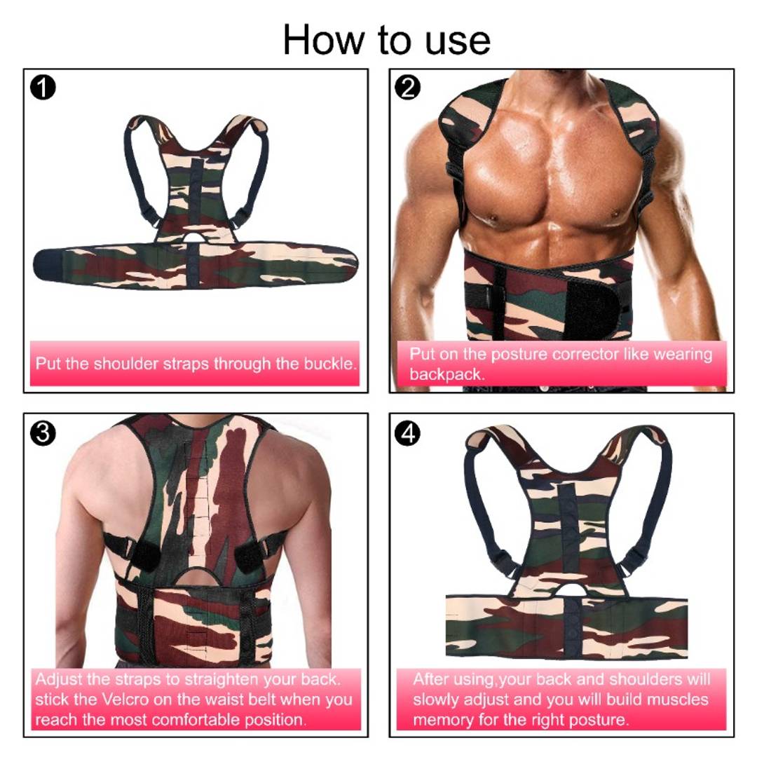 Posture correct beltBack Brace Military Print