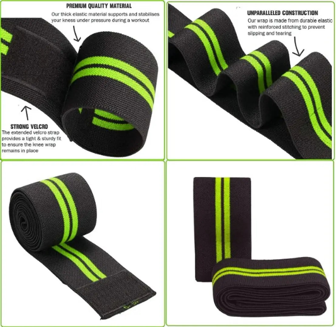Knee Wrap for Weightlifting-Adjustable Straps,Stretchable Fabric Knee Support