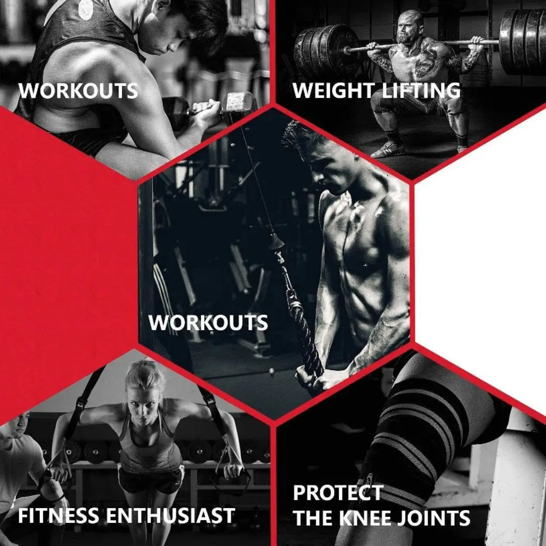 Knee Wrap for Weightlifting-Adjustable Straps,Stretchable Fabric Knee Support