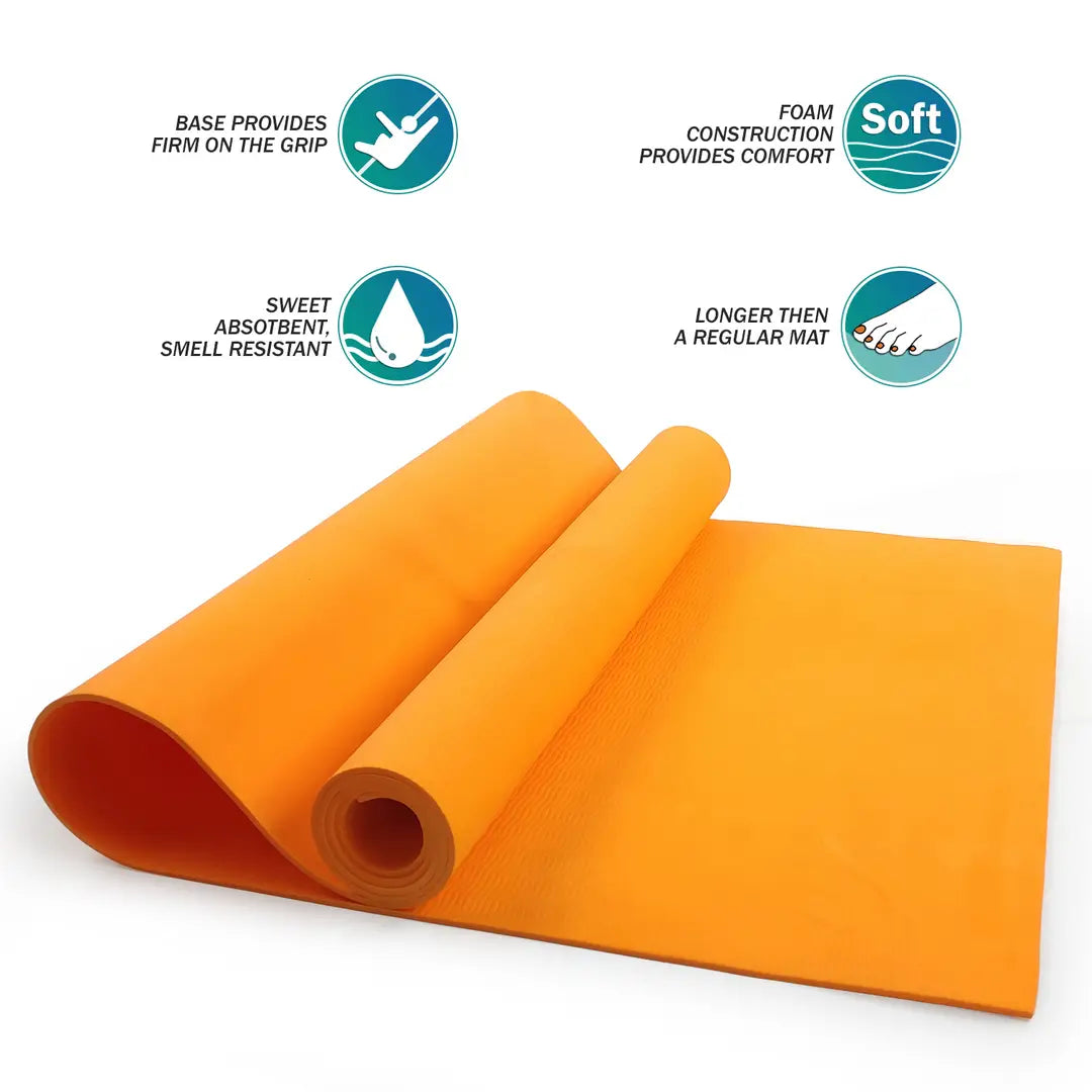 DecorSecrets Anti-Skid Yoga Mat for Men Women, Exercise for Gym/Home Workout Fitness Green 6 mm Yoga Mat (Orange)