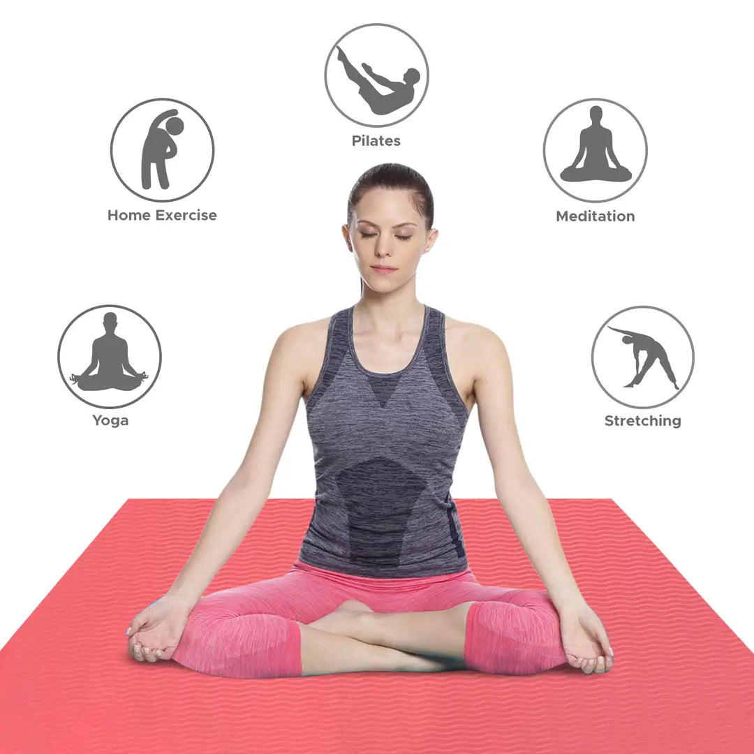 DecorSecrets Anti-Skid Yoga Mat for Men Women, Exercise for Gym/Home Workout Fitness Green 6 mm Yoga Mat (Peach)
