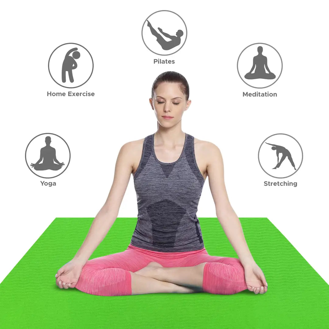 DecorSecrets Anti-Skid Yoga Mat for Men Women, Exercise for Gym/Home Workout Fitness Green 6 mm Yoga Mat (Parrot Green)