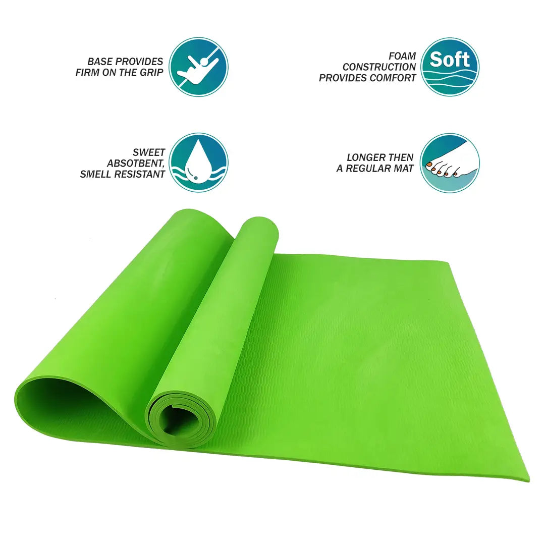 DecorSecrets Anti-Skid Yoga Mat for Men Women, Exercise for Gym/Home Workout Fitness Green 6 mm Yoga Mat (Parrot Green)
