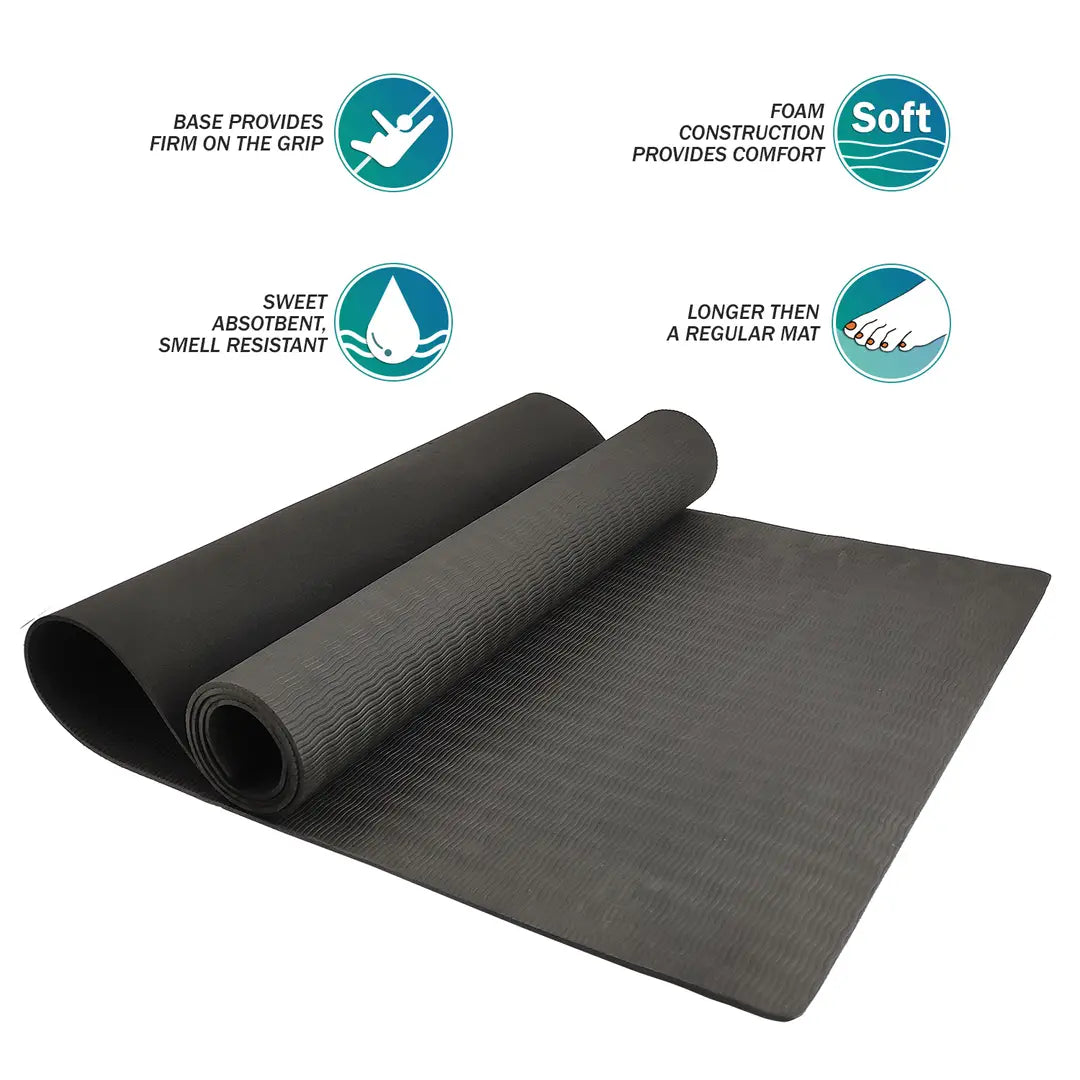 DecorSecrets Anti-Skid Yoga Mat for Men Women, Exercise for Gym/Home Workout Fitness Green 6 mm Yoga Mat (Black)