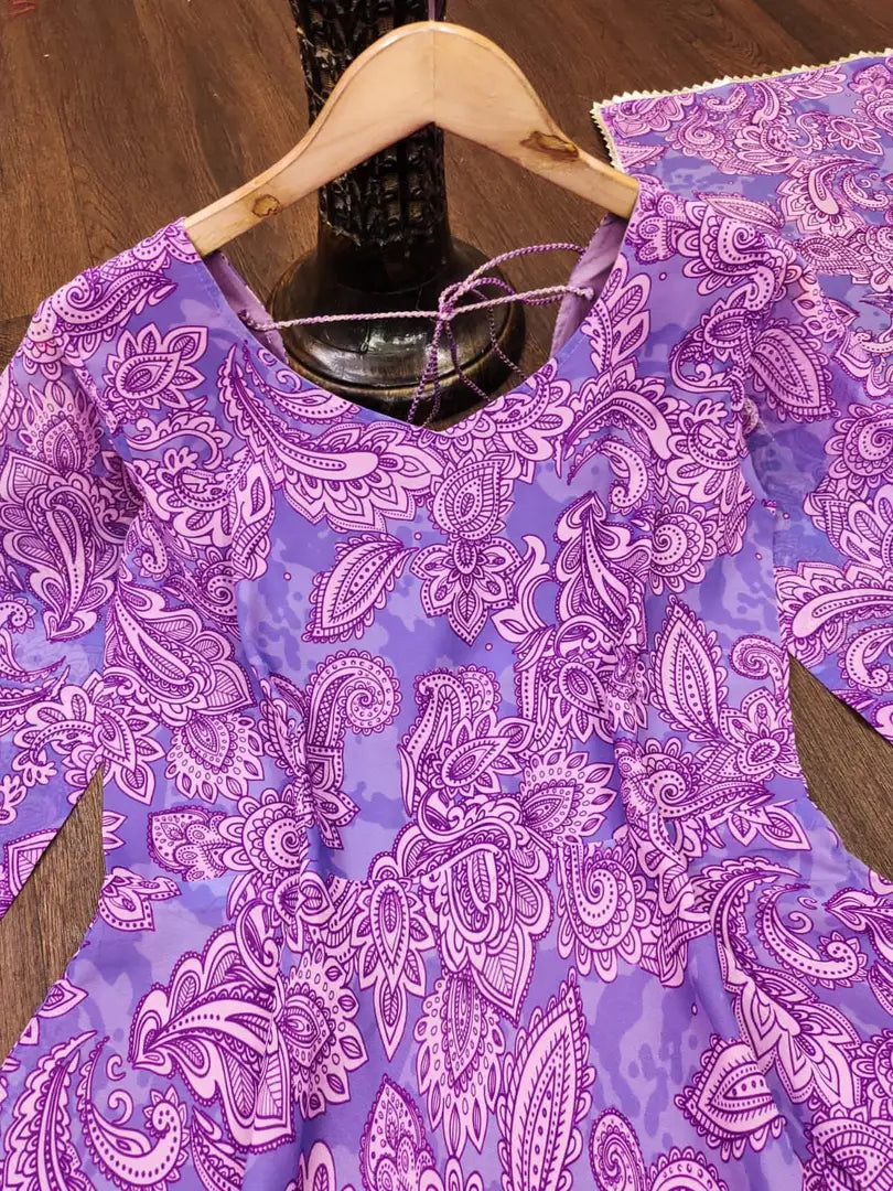 PURPLE COLOURED GEORGETTE GOWN WITH DUPATTA