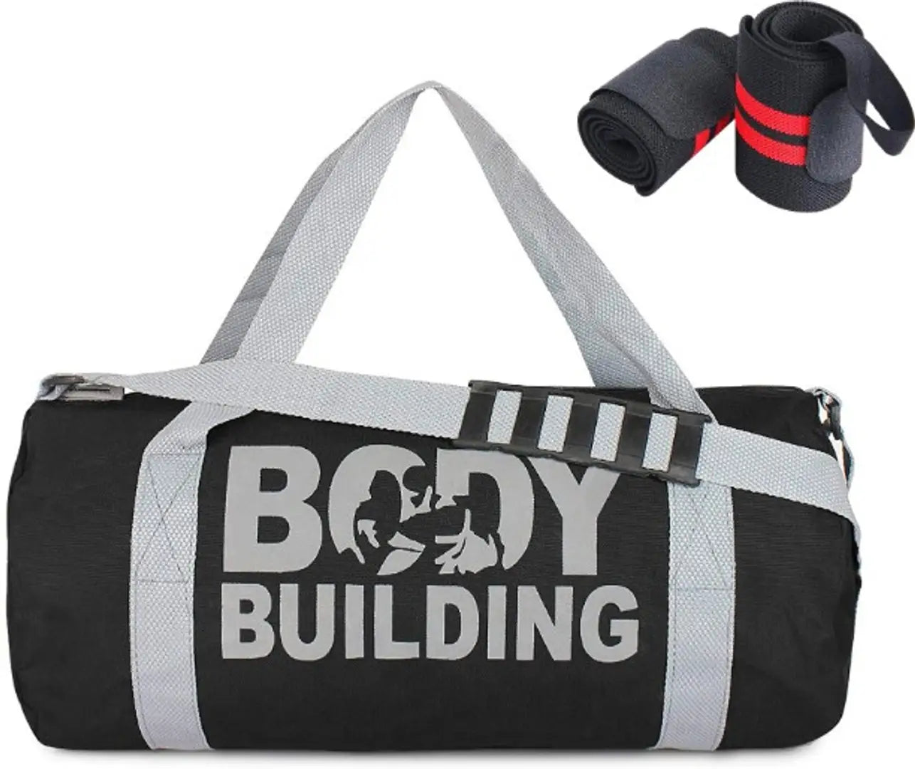 Combo Set of Gym Bag Duffel Bag with Shoulder Strap for Men Women with Blue Wrist Support Band for Daily Exercise