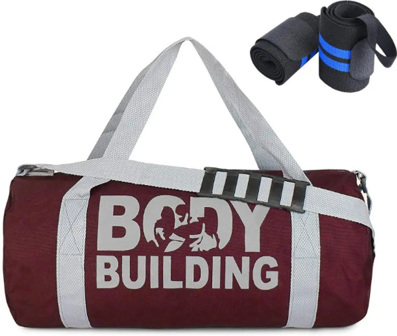 Combo Set of Gym Bag Duffel Bag with Shoulder Strap for Men Women with Blue Wrist Support Band for Daily Exercise