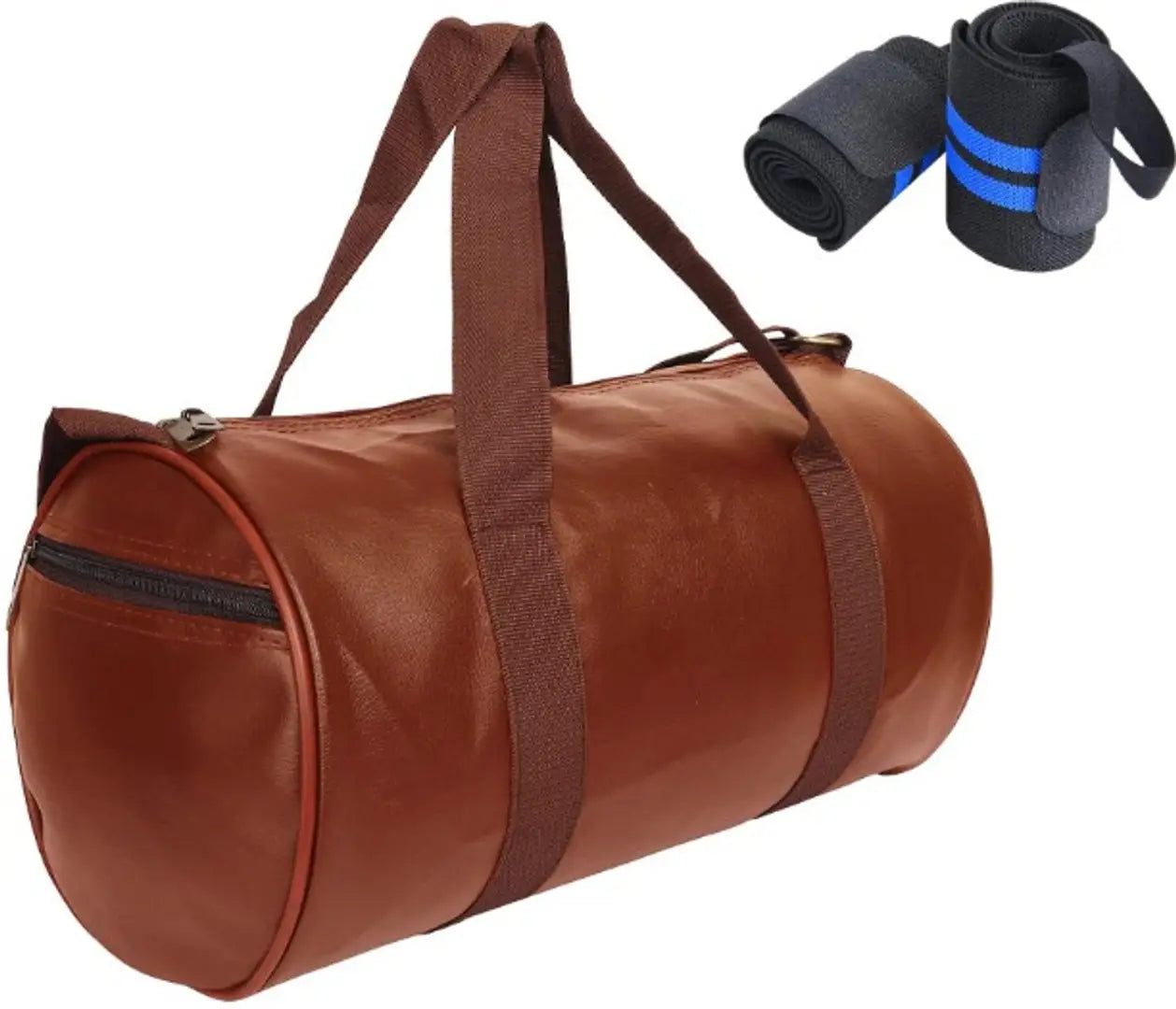 Combo Set of Gym Bag Duffel Bag with Shoulder Strap for Men Women with Blue Wrist Support Band for Daily Exercise