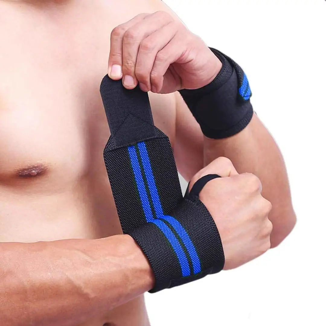 Combo Set of Gym Bag Duffel Bag with Shoulder Strap for Men Women with Blue Wrist Support Band for Daily Exercise