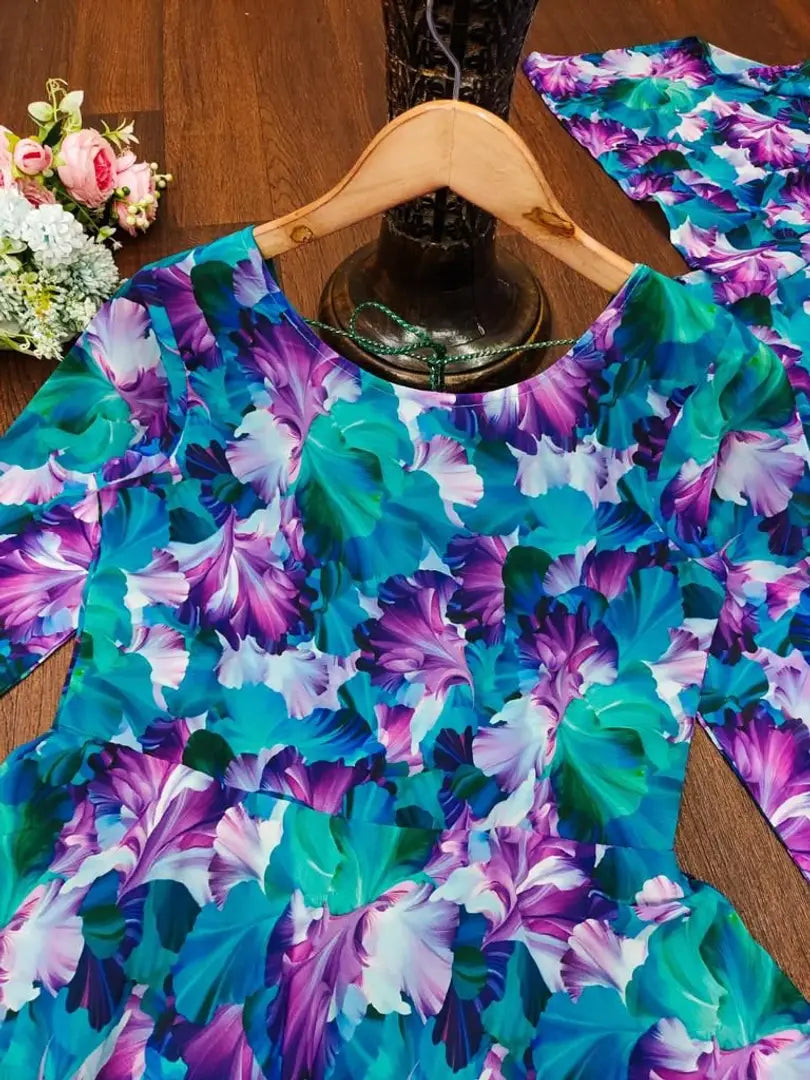 BLUE COLOURED GEORGETTE MAXY GOWN WITH DUPATTA