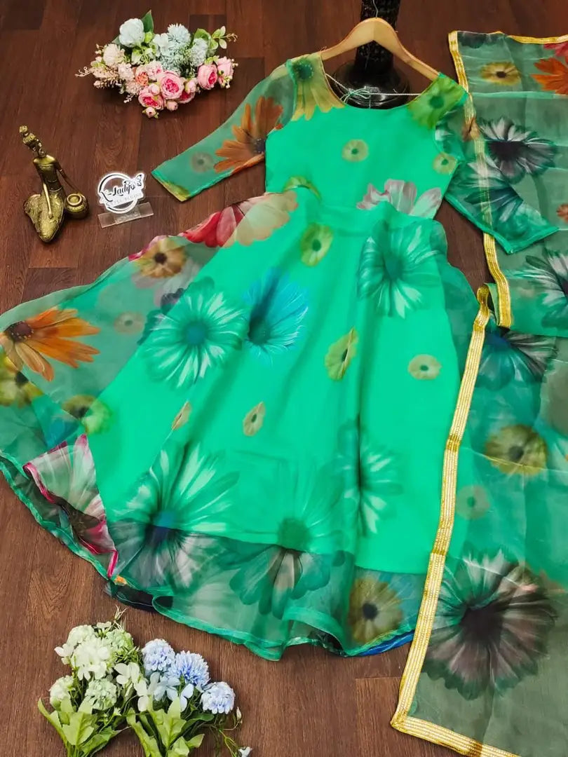 Classic Georgette Gown with Dupatta for Women