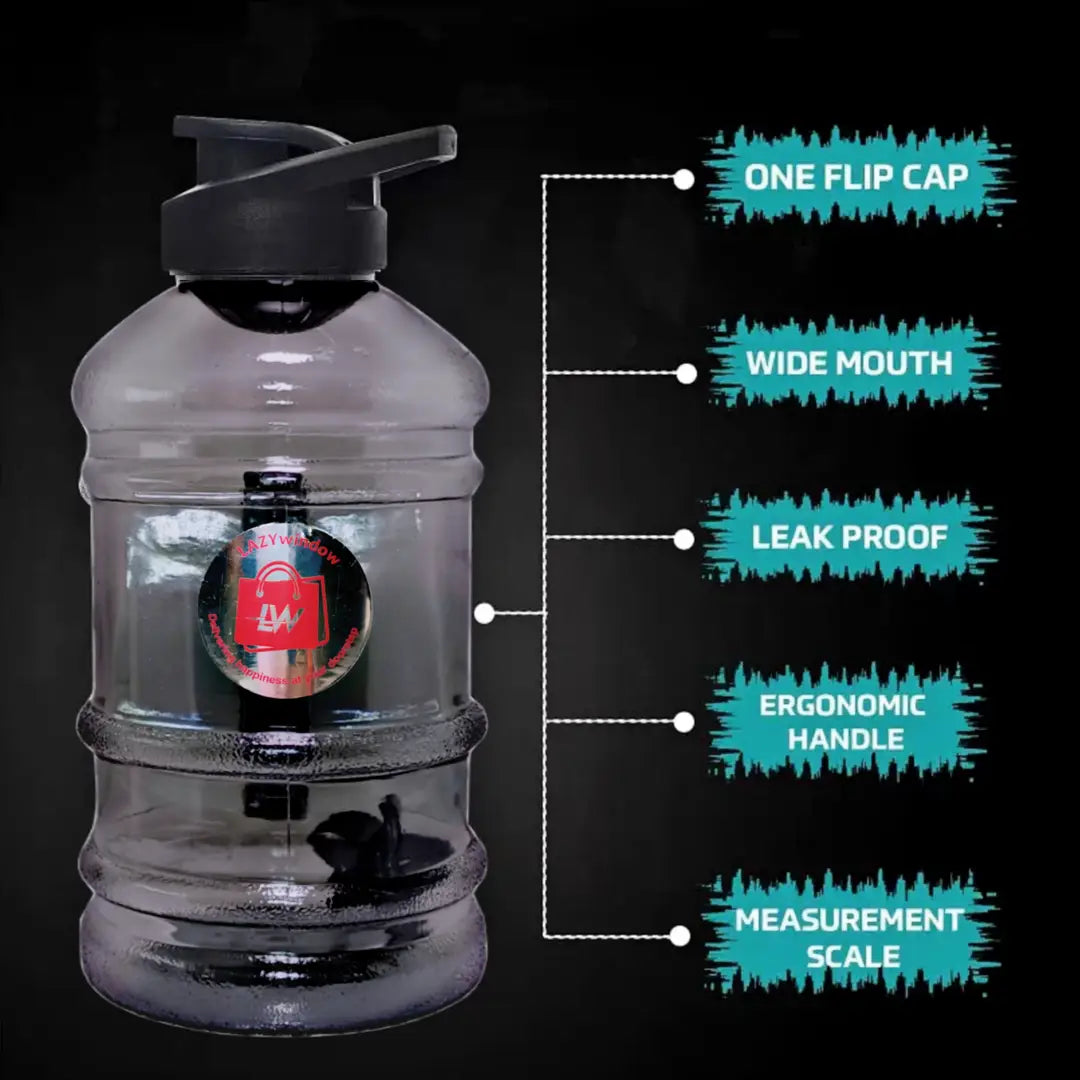 LAZYwindow 1.5L Premium Plastic Gym Shaker Bottle With Blending Ball Flip-top Cap With Anti Slip Handle 1500 Ml Shaker