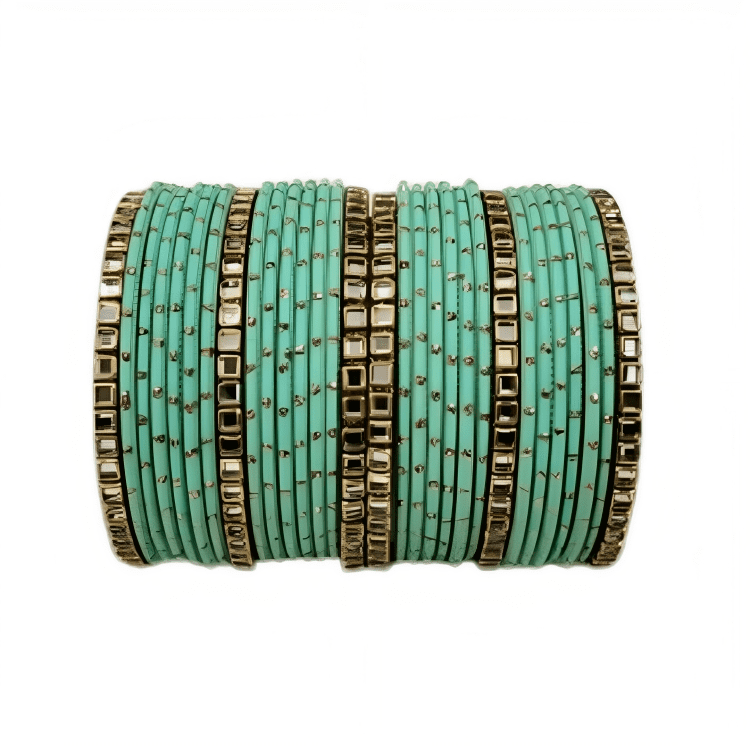 Brass Based Kundan Stone Kada with Golden Dots Texture METAL Bangles sets