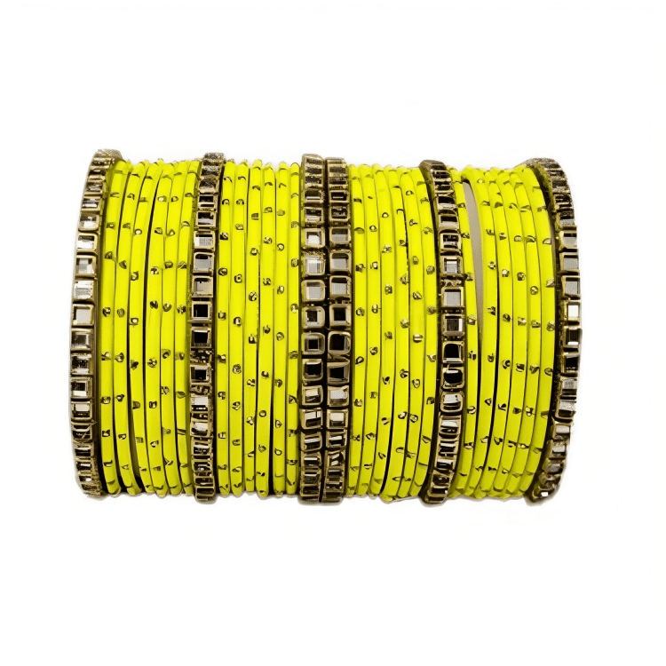Brass Based Kundan Stone Kada with Golden Dots Texture METAL Bangles sets