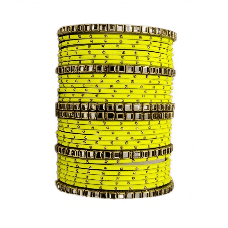 Brass Based Kundan Stone Kada with Golden Dots Texture METAL Bangles sets