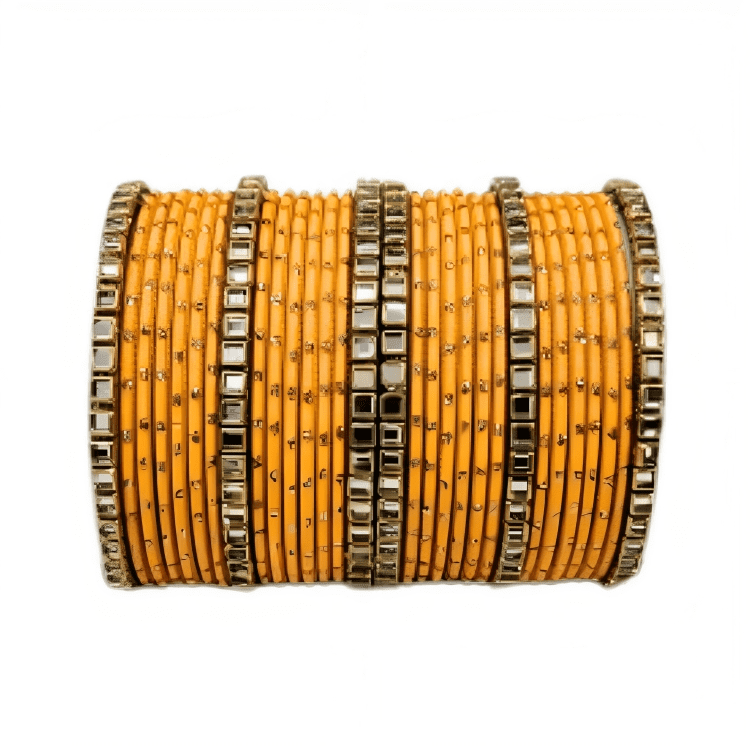 Brass Based Kundan Stone Kada with Golden Dots Texture METAL Bangles sets