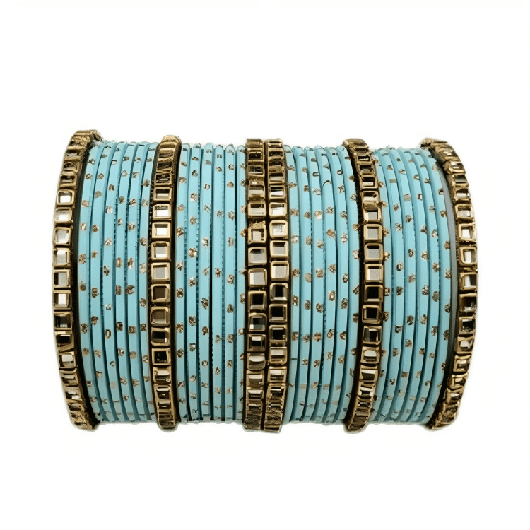 Brass Based Kundan Stone Kada with Golden Dots Texture METAL Bangles sets
