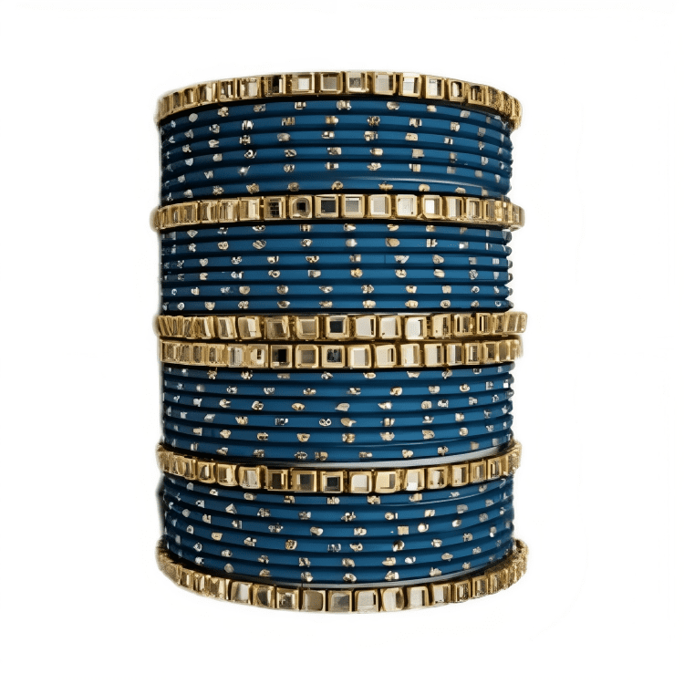 Brass Based Kundan Stone Kada with Golden Dots Texture METAL Bangles sets