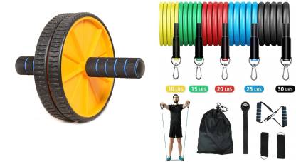 Toning Tube Band with Abs Wheel for Workout