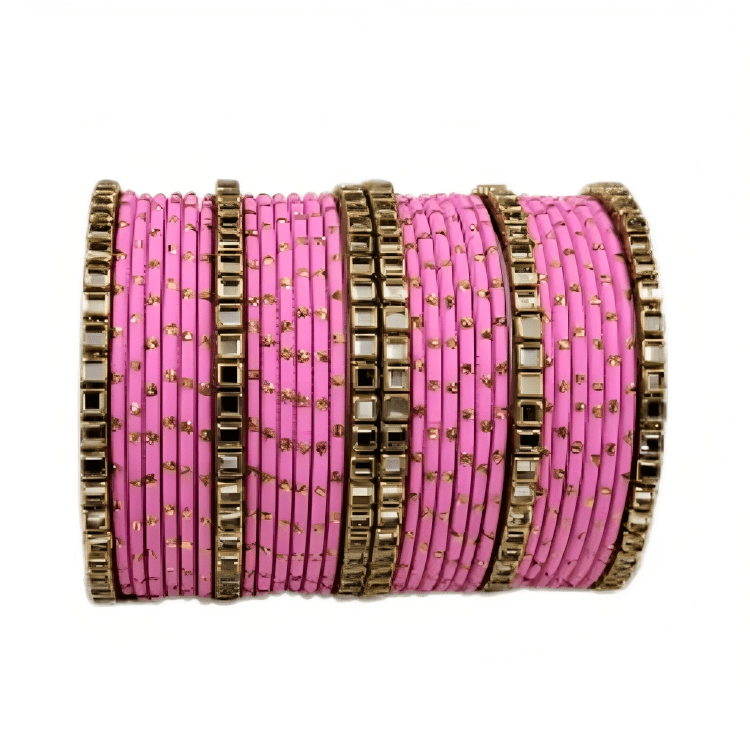 Brass Based Kundan Stone Kada with Golden Dots Texture METAL Bangles sets