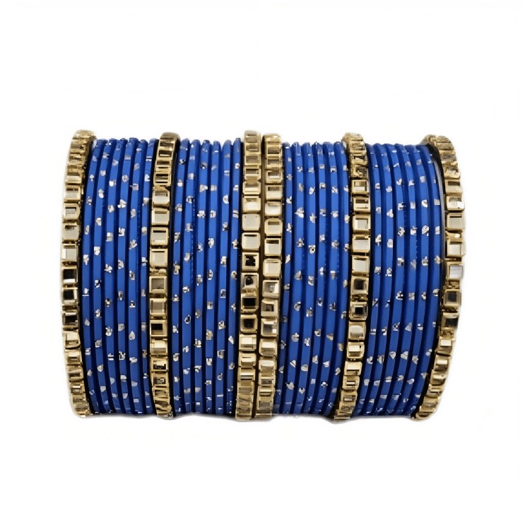 Brass Based Kundan Stone Kada with Golden Dots Texture METAL Bangles sets