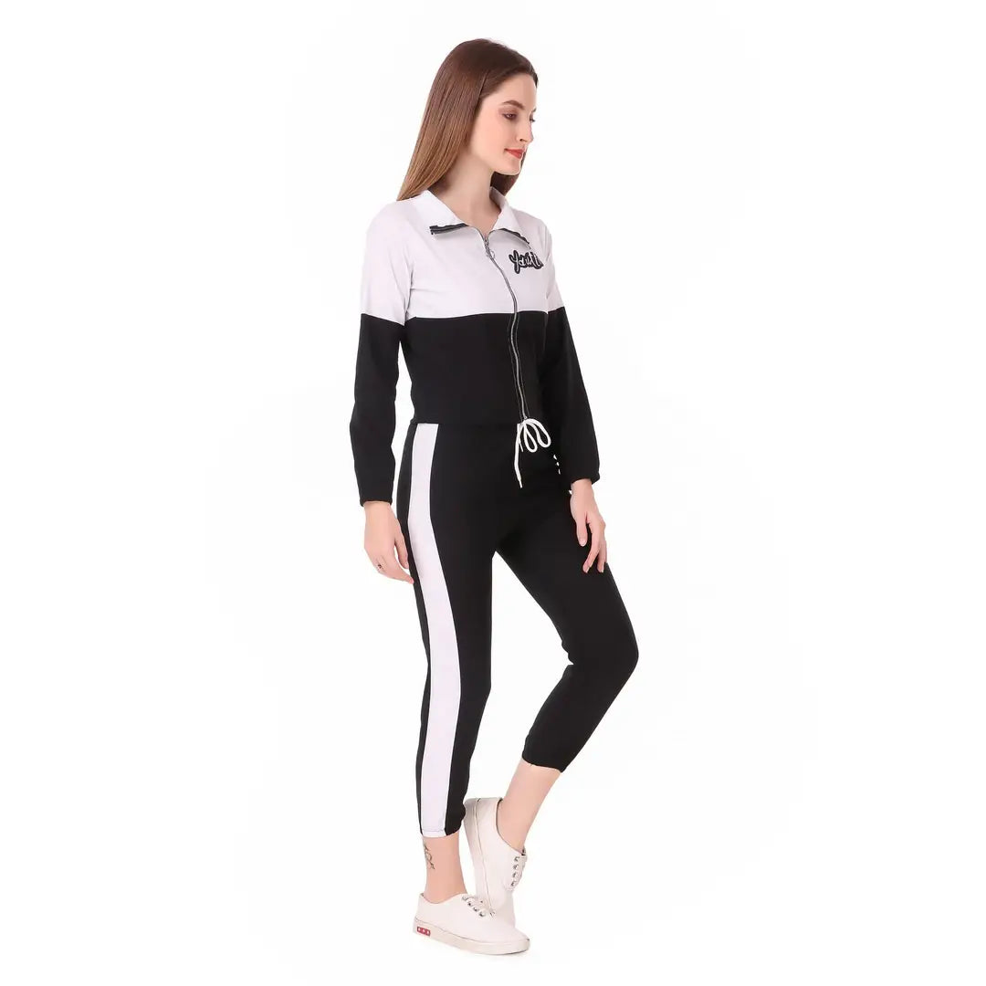 Manik Trading Women's Solid Stripes Track Suit | Women's Striped Tracksuit Top Leggings Pants Outfit Set for Girls